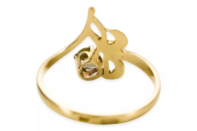 Желтый перидот 14-кв Желтое золото Кольцо Винтаж изделия vrc095y